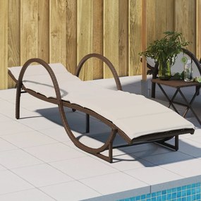 Lettino Prendisole Con Cuscino Marrone 60x199x42 Cm Polyrattan /