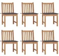 Sedie da Giardino 6 pz con Cuscini in Legno Massello di Teak cod mxl 6941