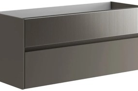 Mobile da bagno sospeso sotto lavabo L 119.5 x H 50 x P 45.5 cm grigio laccato opaco, 2 cassetti VISOBATH Niwa