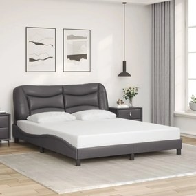 Giroletto Con Testiera Grigio 160x200 Cm İn Similpelle /