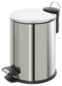 Pattumiera bagno in acciaio cromato con pedale e coperchio slim 3 lt