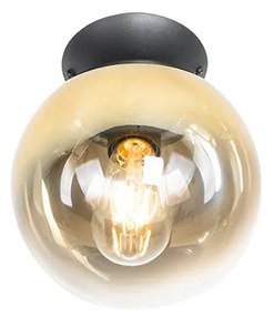 Plafoniera Art Déco nera con vetro dorato - Pallon