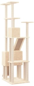 Albero per gatti con tiragraffi in sisal crema 190 cm