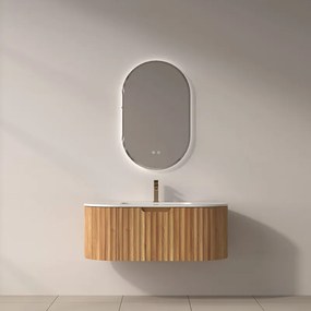 Mobile bagno curvo 100 cm cannettato con lavabo integrato | KAM-NORTH-P100 - KAMALU