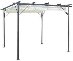 Pergola da Giardino Tetto Retrattile Bianco Crema 3x3 m Acciaio