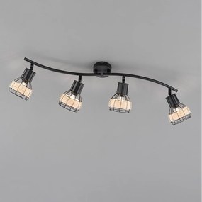 Plafoniera nera con paralume in metallo/con paralume in rattan 10,5x70 cm Straw – Fischer &amp; Honsel