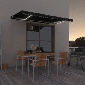Tenda Da Sole Retrattile Manuale Con Led 400x350 Cm Antracite /