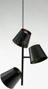 Lampadario a sospensione in metallo e ferro colt grigia 3 luci atta...