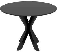 Tavolo da Pranzo Moderno Rotondo per 4 Persone 100x75 cm in Acciaio e MDF Nero