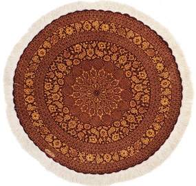 Ghom Tappeto 100x100 Rosso (Iran) Annodato A Mano