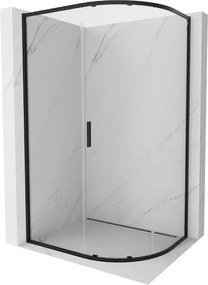 Mexen Exo cabina doccia semicircolare asimmetrica scorrevole 100 x 90 cm, trasparente, nera - 8131-100-090-70-00