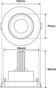 Faro LED da Incasso 15W CCT Orientabile foro Ø100mm con driver Philips Colore Bianco Variabile CCT