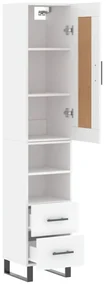 Credenza bianca 34,5x34x180 cm in legno multistrato