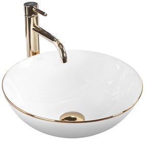 Lavabo da appoggio in ceramica Stella White gold edge