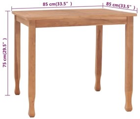 Tavolo da Pranzo da Giardino 85x85x75 cm in Massello di Teak
