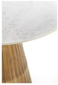 Tavolo da pranzo rotondo in bianco e bronzo con piano in marmo ø 100 cm Leyda - Light &amp; Living