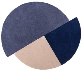 Tappeto rotondo blu in lana tessuto a mano ø 200 cm Mia Segment – Flair Rugs