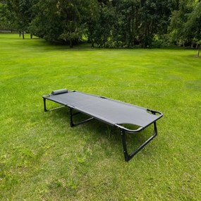 Lettino da campeggio pieghevole con materasso grigio