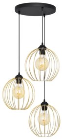 Lampadario a sospensione con filo MERCURE 3xE27/15W/230V oro/nero