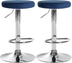 Set Da Bar 2 Sgabelli Ponte Velluto / Creme / Metall İn Chromoptik