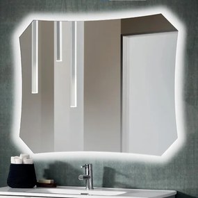 Mobile da bagno sospeso 100 cm e specchio retroilluminato LED BALI Tabacco