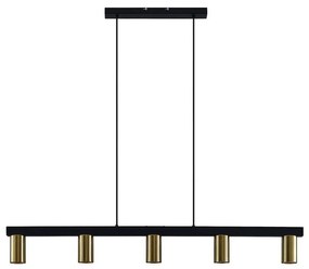 Lindby - Baliko 5 Lampada a Sospensione Black/Brass Lindby