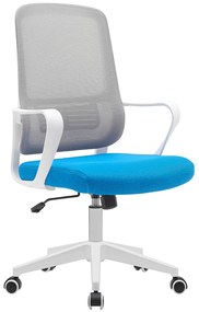 Sedia da Ufficio Blu e Grigio Poltrona da Scrivania Girevole Regolabile 98-108cm