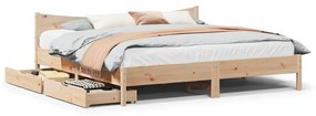 Giroletto Con Cassetti 200x200 Cm İn Legno Massello Di Pino /