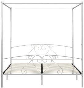 Letto a Baldacchino Bianco in Metallo 200x200 cm