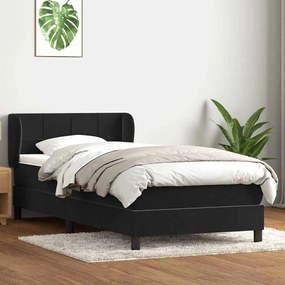 Giroletto A Molle Con Materasso Nero 90x210 Cm İn Velluto /