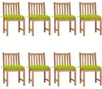 Sedie da Giardino con Cuscini 8 pz in Legno Massello di Teak 3073168