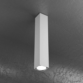 Plafoniera Moderna Cubica Plate Metallo Grigio 1 Luce Gx53