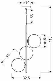 Lampadario a sospensione con filo DUO 3xE14/40W/230V oro/nero