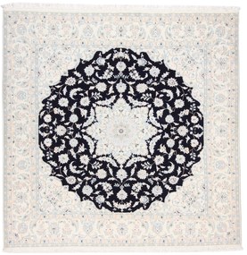 Nain Tappeto 200x200 Blu (Iran) Annodato A Mano