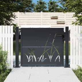 Cancello Giardino Antracite 105x80 Cm İn Acciaio Design Erba /