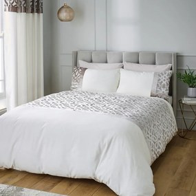 Set copripiumino e federa color crema e greige in velluto per letto matrimoniale e per letto esteso 230x220 cm Lattice Cut – Catherine Lansfield