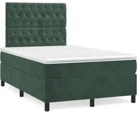 Letto a Molle con Materasso e LED Verde Scuro 120x190cm Velluto 3270332