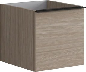 Cassettiera Pixel con 2 cassetti (1 interno) frontale Plain olmo Rousseau e maniglia alluminio nero opaco L.40 H.40 P.45,5 cm.