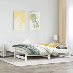 Divano letto con letto estraibile bianco 90x190cm massello pino