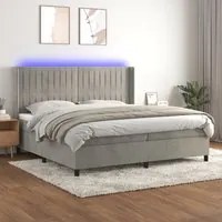 Letto a Molle Materasso e LED Grigio Chiaro 200x200 cm Velluto cod mxl 61669