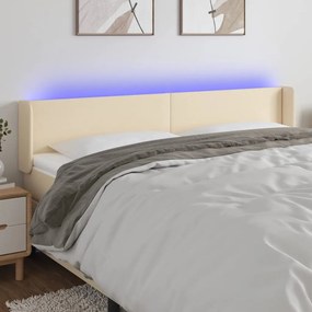 Testiera A Led Crema 203x16x78/88 Cm İn Tessuto /