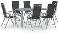 Set Mobili da Pranzo per Giardino 7 pz Alluminio Argento e Nero 3070636