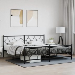 Giroletto Con Testiera E Pediera Metallo Nero 200x200 Cm /