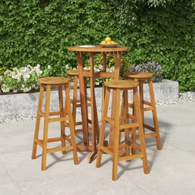 Set Da Bar Da Giardino 5 Pz İn Legno Massello Di Acacia /