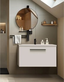Portasciugamani con specchio a due braccia piu' porta accessori ALU+ nero