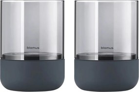 Set di 2 candelieri in vetro grigio con base in cemento Calma - Blomus