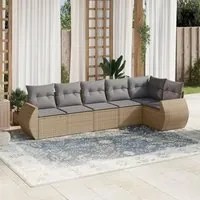 Set Divano da Giardino 6 pz con Cuscini Beige in Polyrattan 3253726