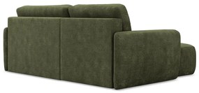 Divano angolare verde allungabile/con contenitore (con penisola a sinistra/con chaise lounge) con rivestimento in ciniglia Lilo – Makamii