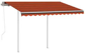 Tenda da Sole Retrattile Automatica Pali 3x2,5m Arancio Marrone