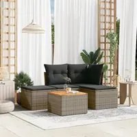 Set Divano da Giardino 5 pz con Cuscini Grigio in Polyrattan 3223589